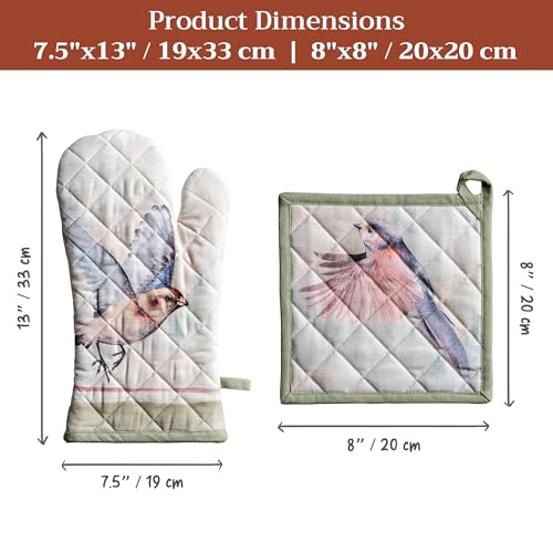 100% Cotton Oven Mitt & Pot Holder Set