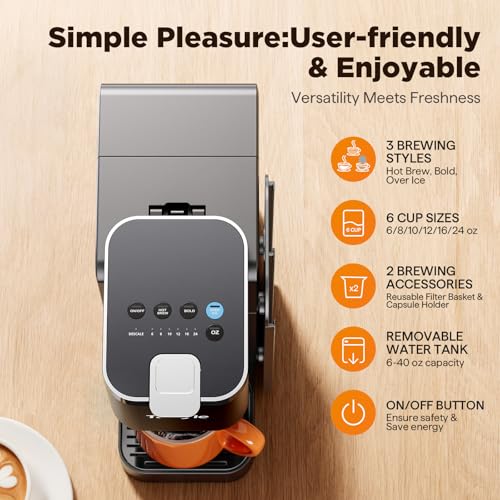 Hot & Iced Coffee Maker with Magnetic K