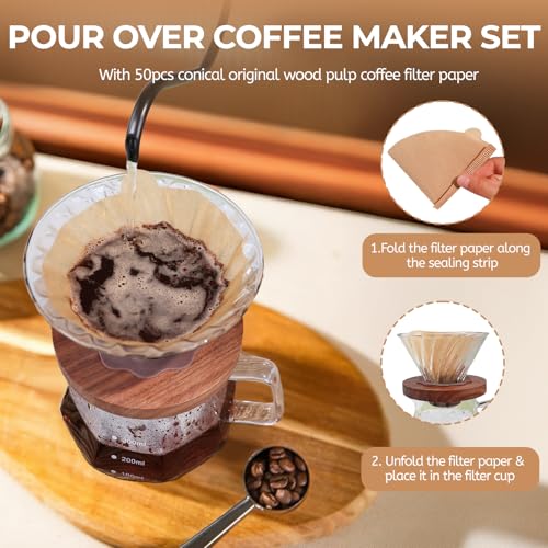 Pour Over Coffee Maker 400ml Borosilicate Glass Drip