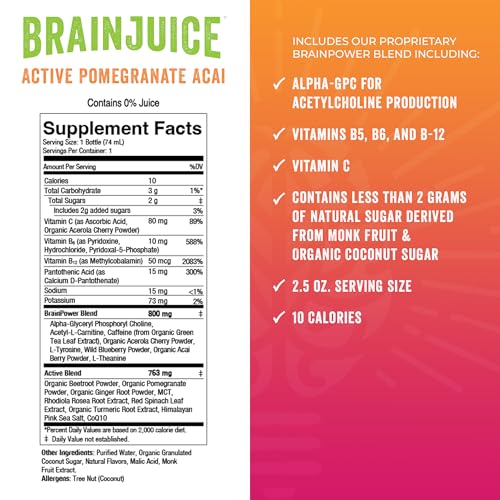 Active Pomegranate Acai Nootropic Supplement Shot (30 Fl Oz)