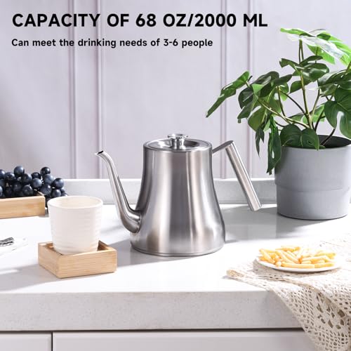 68OZ 2000ML Stainless Steel Teapot with Removable Infuser