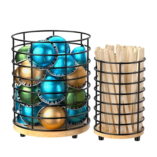 Coffee Pod Holder & Coffee Stirrers Holder Set