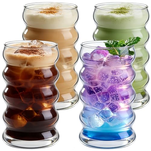 2 Pcs 20oz Drinking Glasses Set with Straws (2 Count)