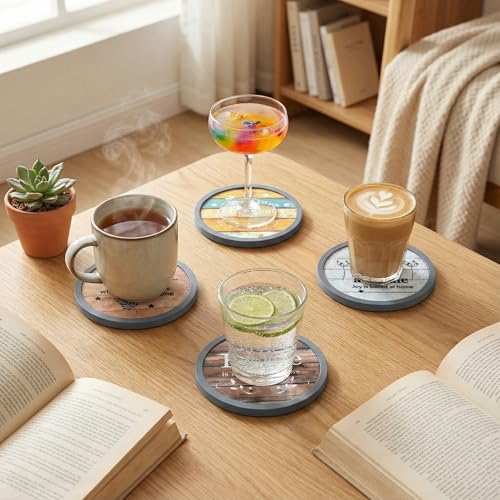 Absorbent Coasters for Drinks with Holder (7 Count)