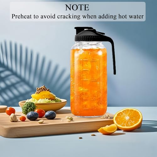 64oz Glass Pitcher Carafes With Handle and Lid