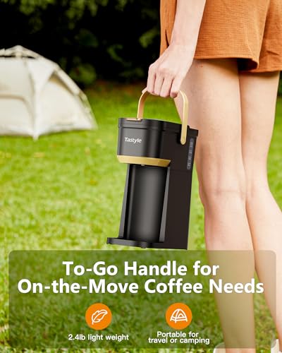 Mini Single Serve Coffee Maker for K Cups and Grounds with Handle
