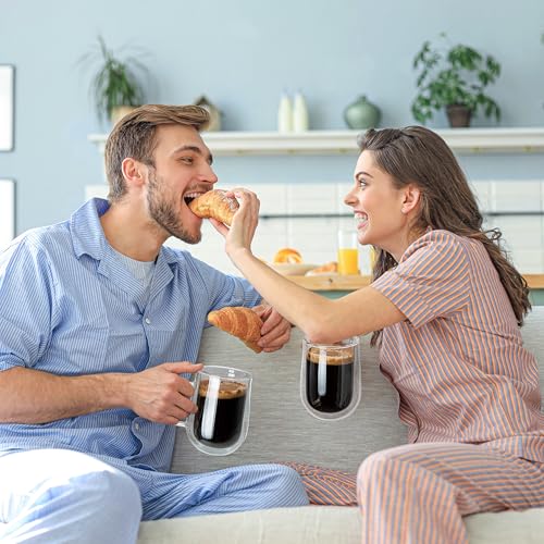 Double Walled Glass Coffee Mugs 16 OZ (2 Count)