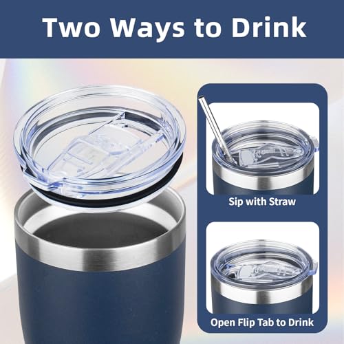 20oz Insulated Tumbler with Lid Straw Travel Coffee Mug