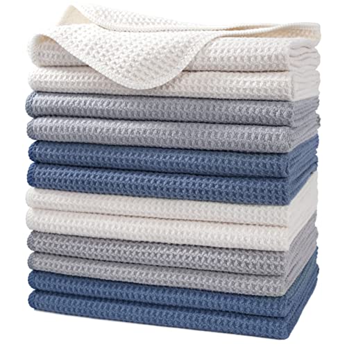340 GSM Microfiber Waffle Kitchen Dish Tea Towel (12 Count)