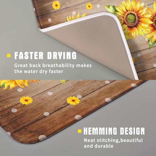 Summer Sunflower Bee Dish Drying Mat for Kitchen Counter