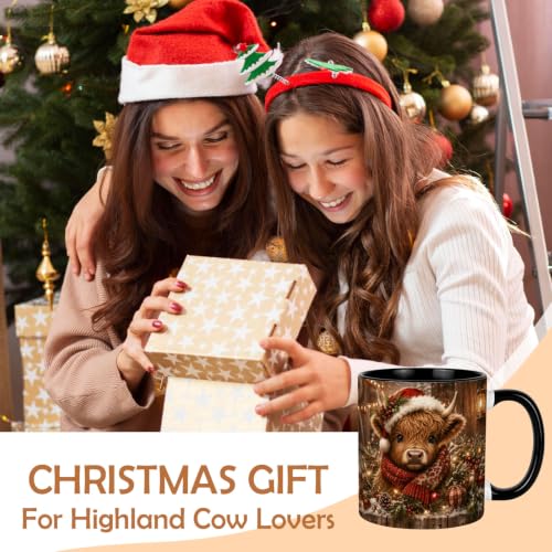 Rustic Christmas Highland Cow Coffee Mug