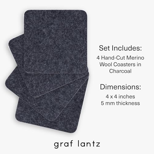 Bierfilzl Merino Wool Square Coasters Set of 4 (6 Count)