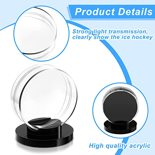 Hockey Puck Display Case Acrylic Holder Stand (4 Count)
