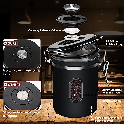 2800ML Coffee Canister with Date Tracker&Transparent Window
