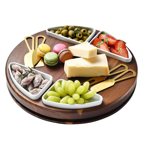 Upgraded Lazy Susan Cheese Cutting Board Set
