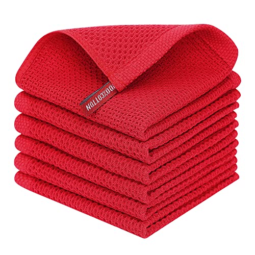 100% Cotton Waffle Weave Kitchen Dish Cloths 6 (6 Count)