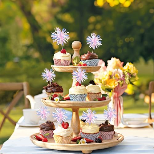 30Pcs Foil Firework Cupcake Toppers Sparkle Tinsel Cake Toppers Tinsel Drink Cake Decoration Cocktail Picks for Birthday Wedding Graduation Party Supplies Pink (30 Count)