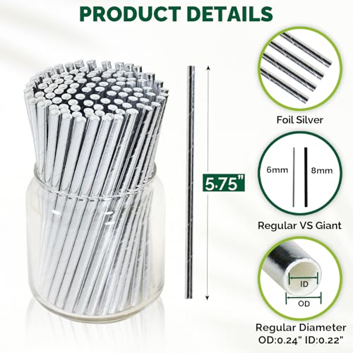 Chunsapk 5.75 inch Disposable Short Silver Paper Cocktail Straws (500 Count)