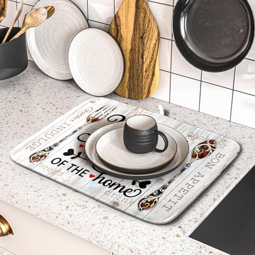 16"x18" Dish Drying Mat The Kitchen is The Heart of The Home