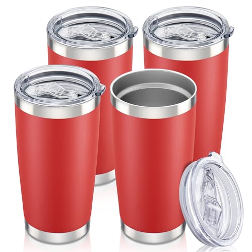 20 oz Tumbler with Lid Stainless Steel Insulated Tumblers Bulk Cups Mug (4 Count)