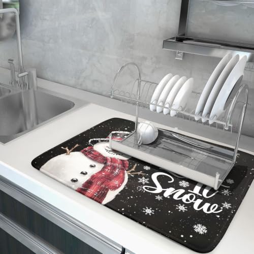 Winter Snowflakes Dish Drying Mat for Kitchen Counter