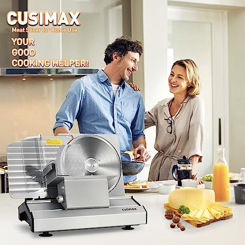 Meat Slicer CUSIMAX Electric Deli Meat Slicer with 2 Removable 8.7''Stainless Steel Blades (2 Count (Blades))