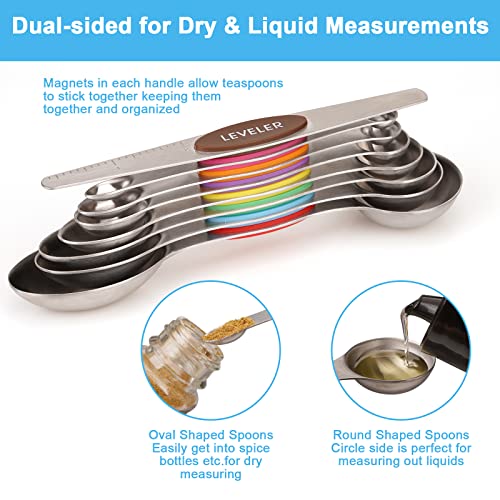8 pcs Multi Color Magnetic Measuring Spoons Set