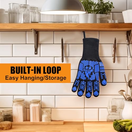 BBQ Gloves 1472°F Heat Resistant with Silicone Grip Oven Mitts (2 Count)
