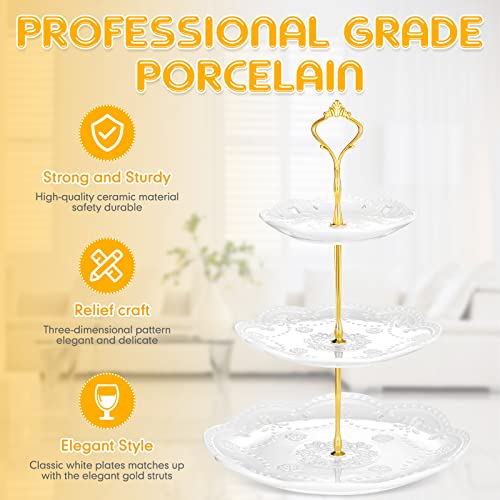 2 Pcs 3 Tier Porcelain Cupcake Stand (2 Count)