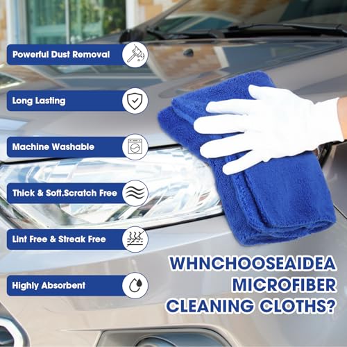 30 Pcs 16 x 16 Inch Edgeless Microfiber Plush Towels for Cars Detailing Drying Wash Polishing Absorbent Cleaning Cloths (30 Count)