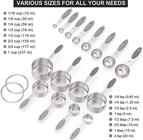 Stainless Measuring Cups and Spoons Set with Silicone Handle