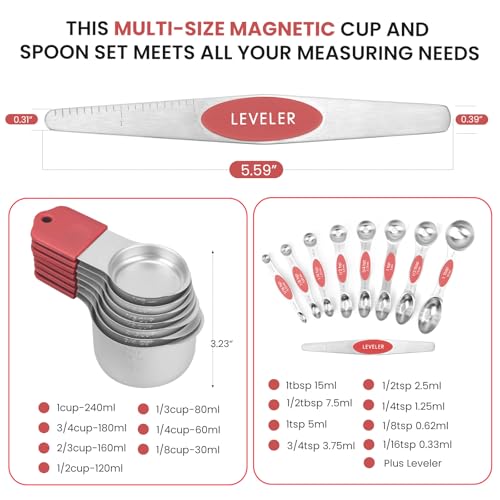 Magnetic Measuring Cups and Spoons Set (16 Count)