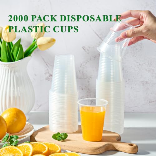 2000 Pack 7 OZ Drinking Clear Disposable Plastic Cups for Business (2000 Count)