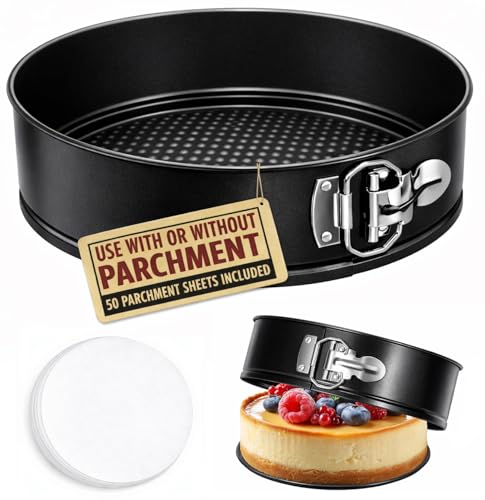 10 Inch Springform Pan with 50 Pcs Parchment Paper Cheesecake Baking Mold
