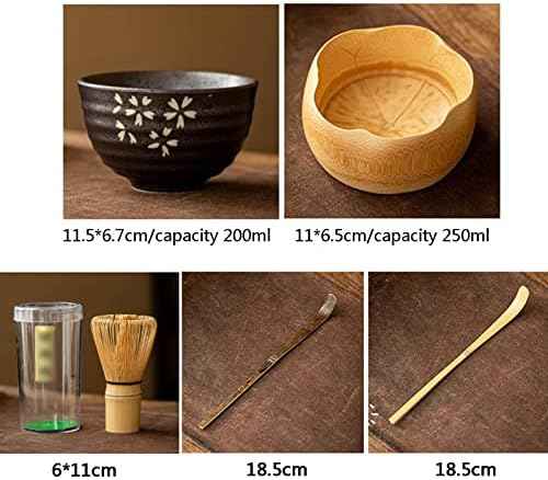 Matcha Whisk Set - 8 Piece Handmade Tea Kit with Bamboo Whisk, Bowl, Scoop, Holder, Can & Tray for Authentic Ceremony Preparation
