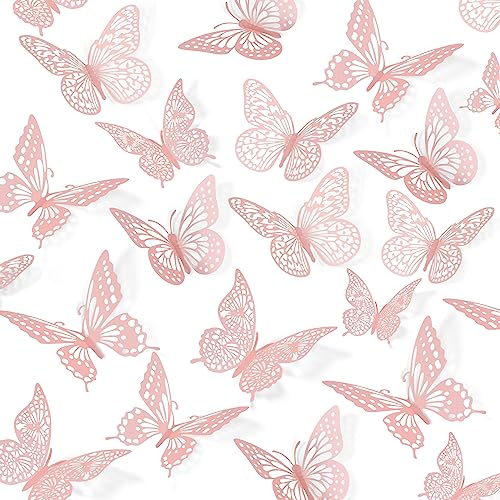 3D Butterfly Wall Decor 48 Pcs Pink Butterfly Decorations (48 Count)