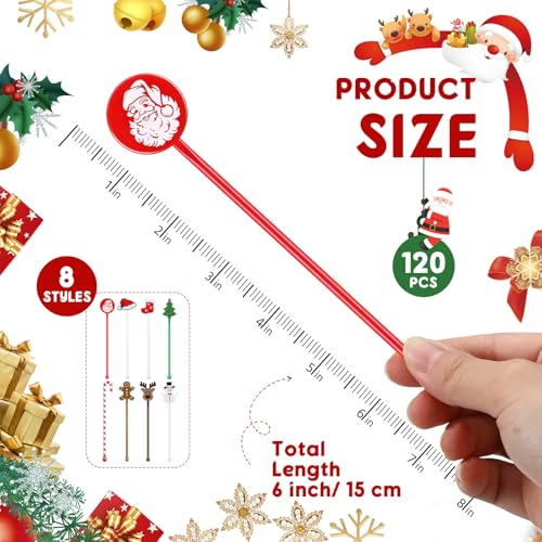 120 Pcs Christmas Swizzle Sticks Plastic Drink Stirrers (120 Count)