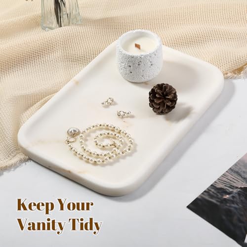 Marble Tray 12"x8" Natural Marble Vanity Tray for Countertop Bathroom Kitchen Dresser