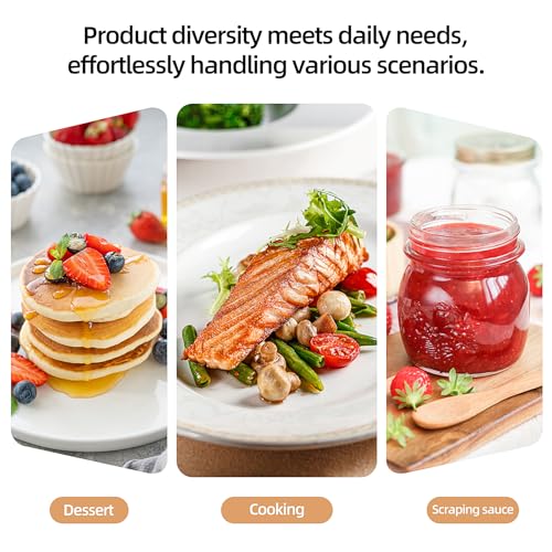 Wooden Handle Silicone Rubber Spatula Set 5 Piece for Kitchen Baking (5 Count)