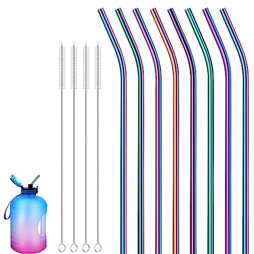 8 Pieces 14 Inch Reusable Stainless Steel Straws Long Drinking Straws for 100 oz Tumblers (8 Count)