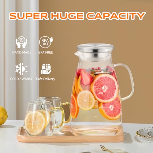 Glass Pitcher with Lid and Handle