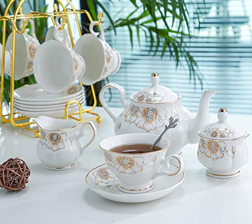 Tea Set 22 Piece Porcelain Ceramic Coffee (22 Count)