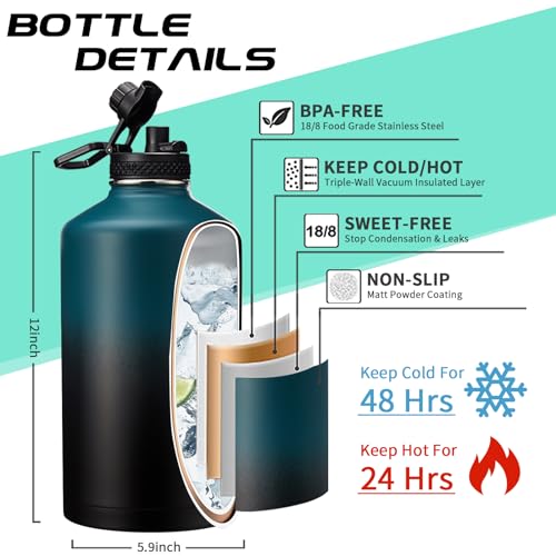 1 Gallon Water Bottle Stainless Steel (9 Count)