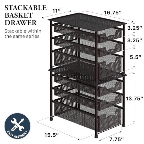 Stackable 3 Tier Sliding Basket Organizer Drawer (3 Count)
