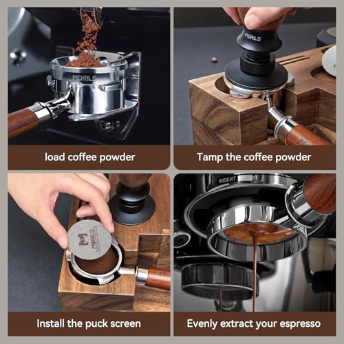 Bottomless Portafilter 58mm with Double Shot Filter Basket & Premium Walnutwood Handle