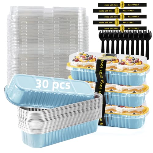 Mini Loaf Pans with Lids and Spoons Sealing Sticker (30 Count)