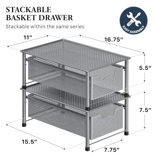 Stackable Cabinet Basket Drawer Organizer