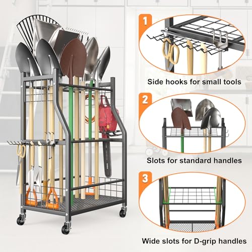 Garden Tool Organizer with Wheels