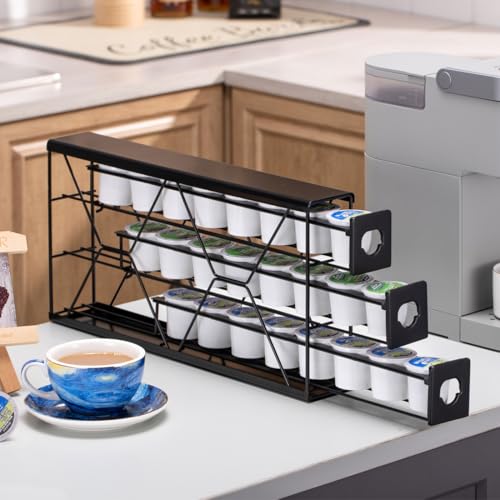 K Cup Holder Drawer 3 Tier Coffee Pod Holder for K Pod Save Space Countertop Kitchen (3 Count)