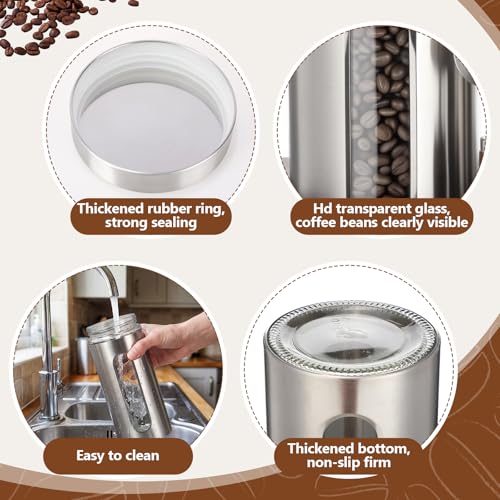 Stainless Steel Coffee Grounds Canisters Container with Shelf (2 Count)